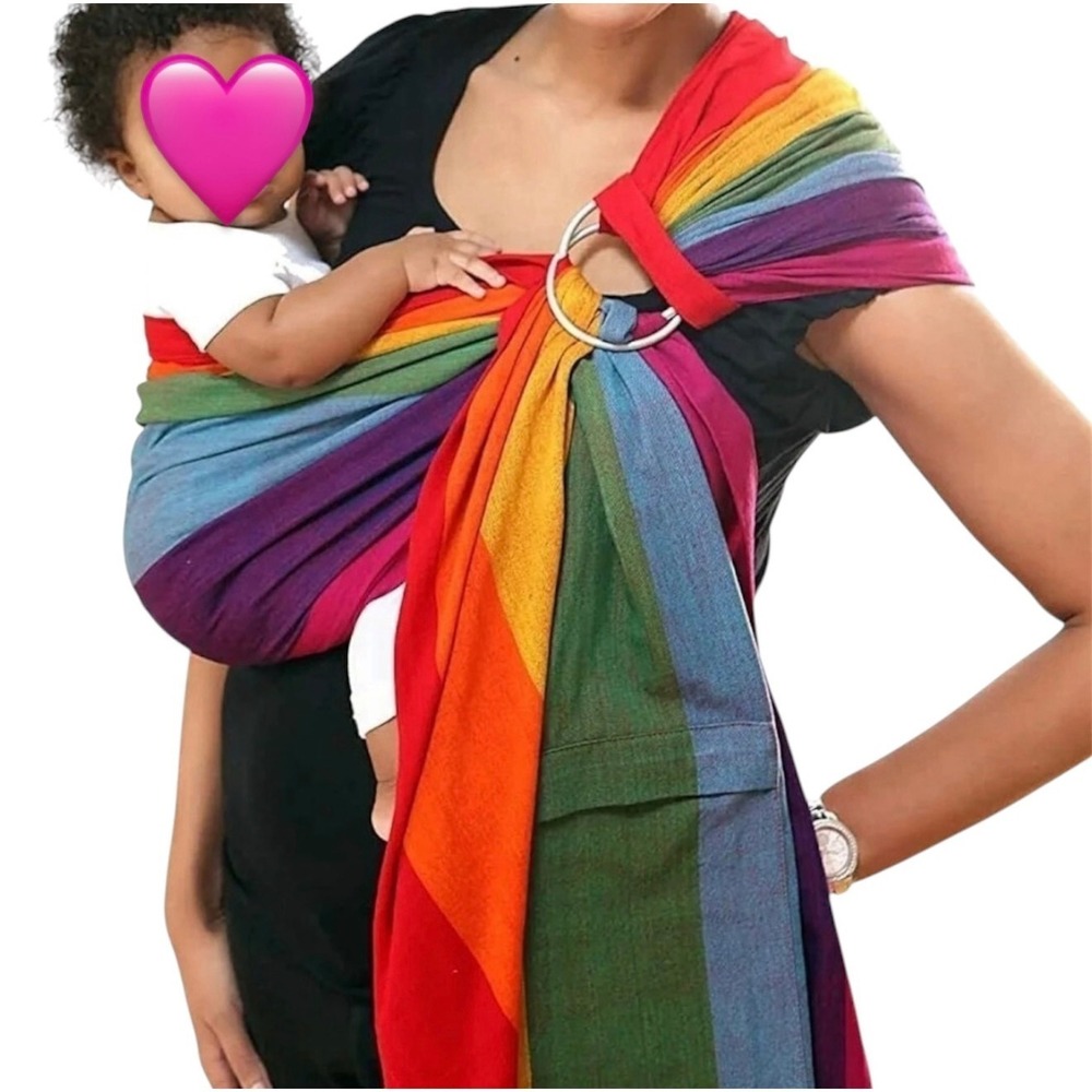 Maya Wrap Rainbow Stripe Ring Sling 100% Cotton Pocket Adjustable M